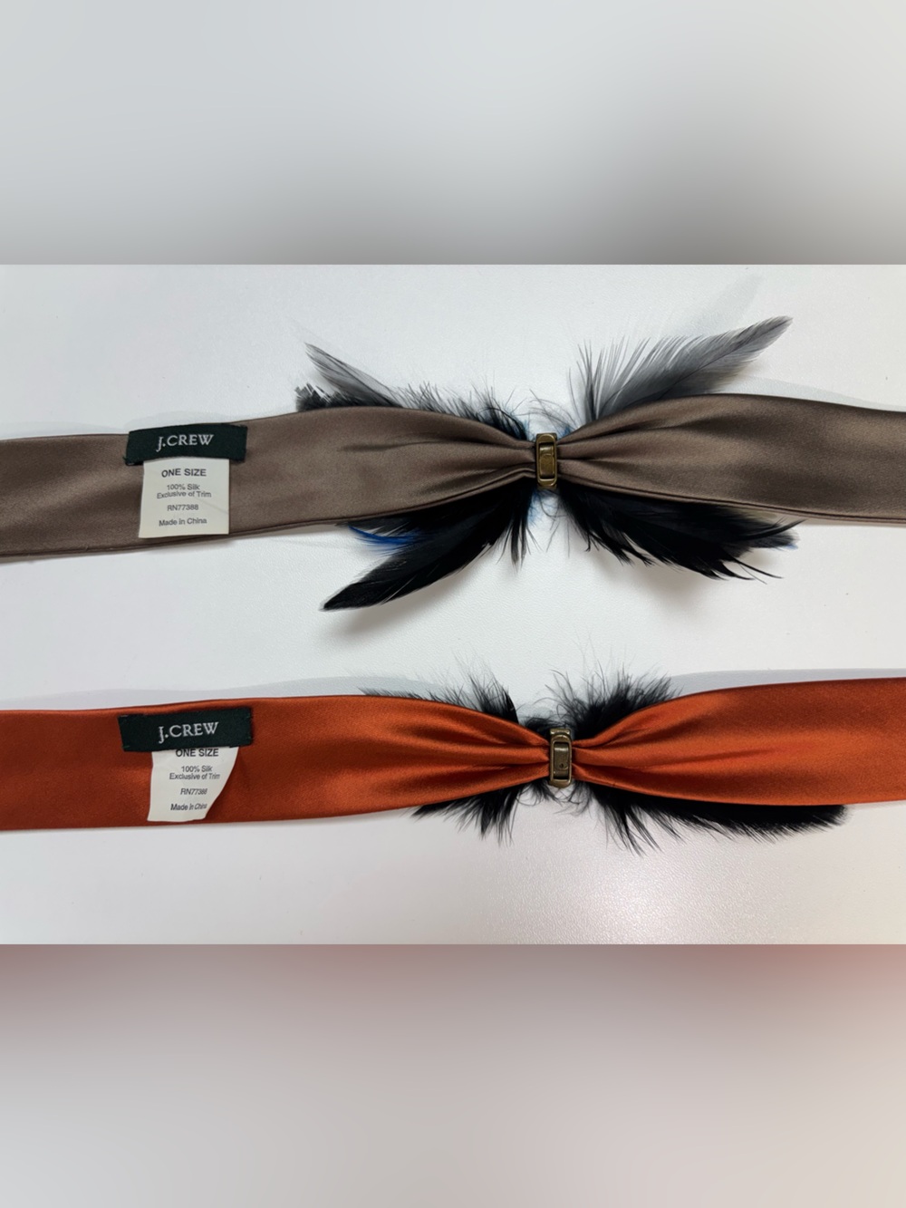 J. Crew Feather Bow Belt Accents in Black & Blue - Picture 7 of 9